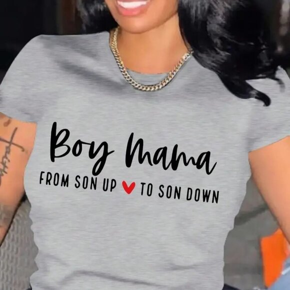 2/$24 Boy Mama From Son Up to Son Down Novelty Short Sleeve Tee Gray Large #9675 - Picture 1 of 7